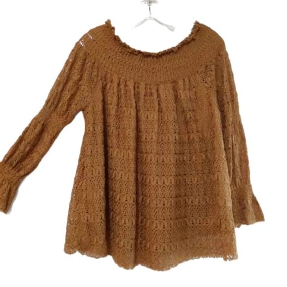 She + Sky Size Small Harvest Orange Smocked  Off Shoulder Neckline Top - Picture 1 of 9